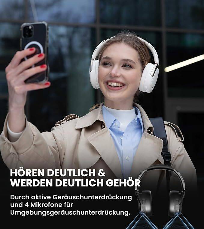 Edifier WH950NB Hybrid Active Noise Cancelling Kopfhörer -Hi-Res Audio, 55H Playtime mit Faltbarer drahtloser Over-Ear Bluetooth V5.3 Kopfhörer - El