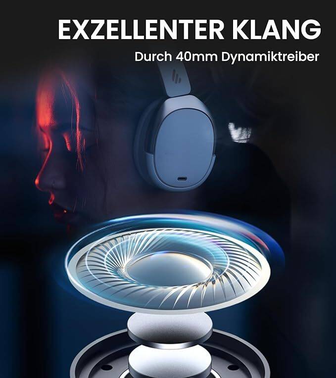 Edifier WH950NB Hybrid Active Noise Cancelling Kopfhörer -Hi-Res Audio, 55H Playtime mit Faltbarer drahtloser Over-Ear Bluetooth V5.3 Kopfhörer - El