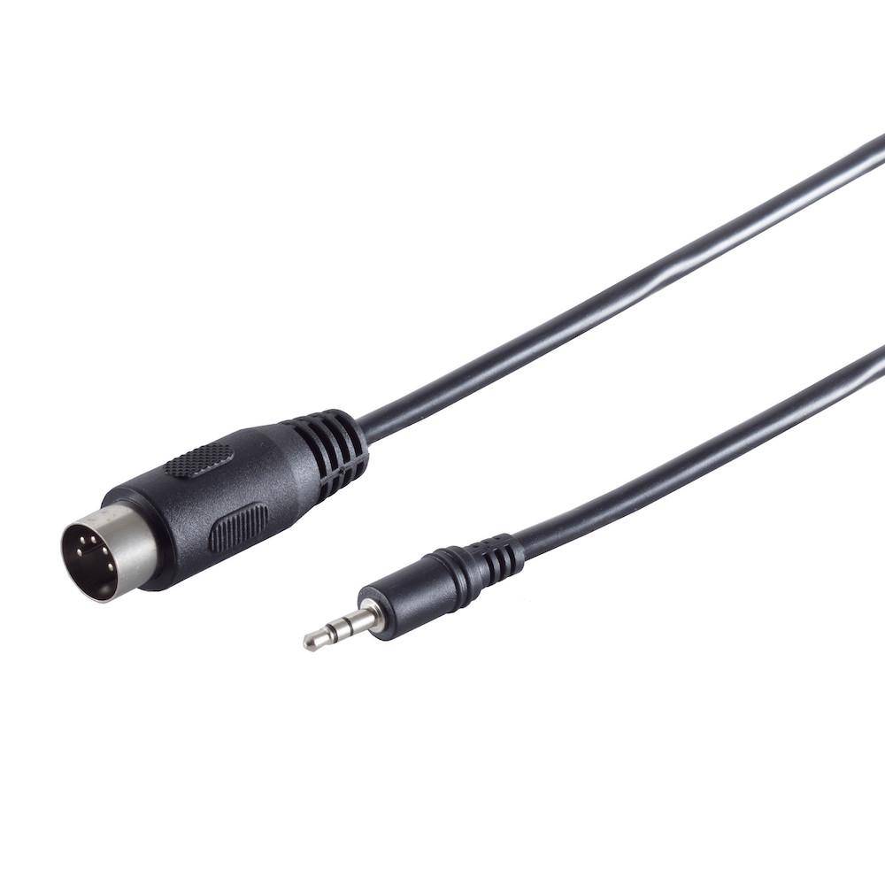 Adapterkabel, DIN Diodenstecker 5-pol. - 3,5mm Stereo Klinkenstecker, schwarz, 1,5m