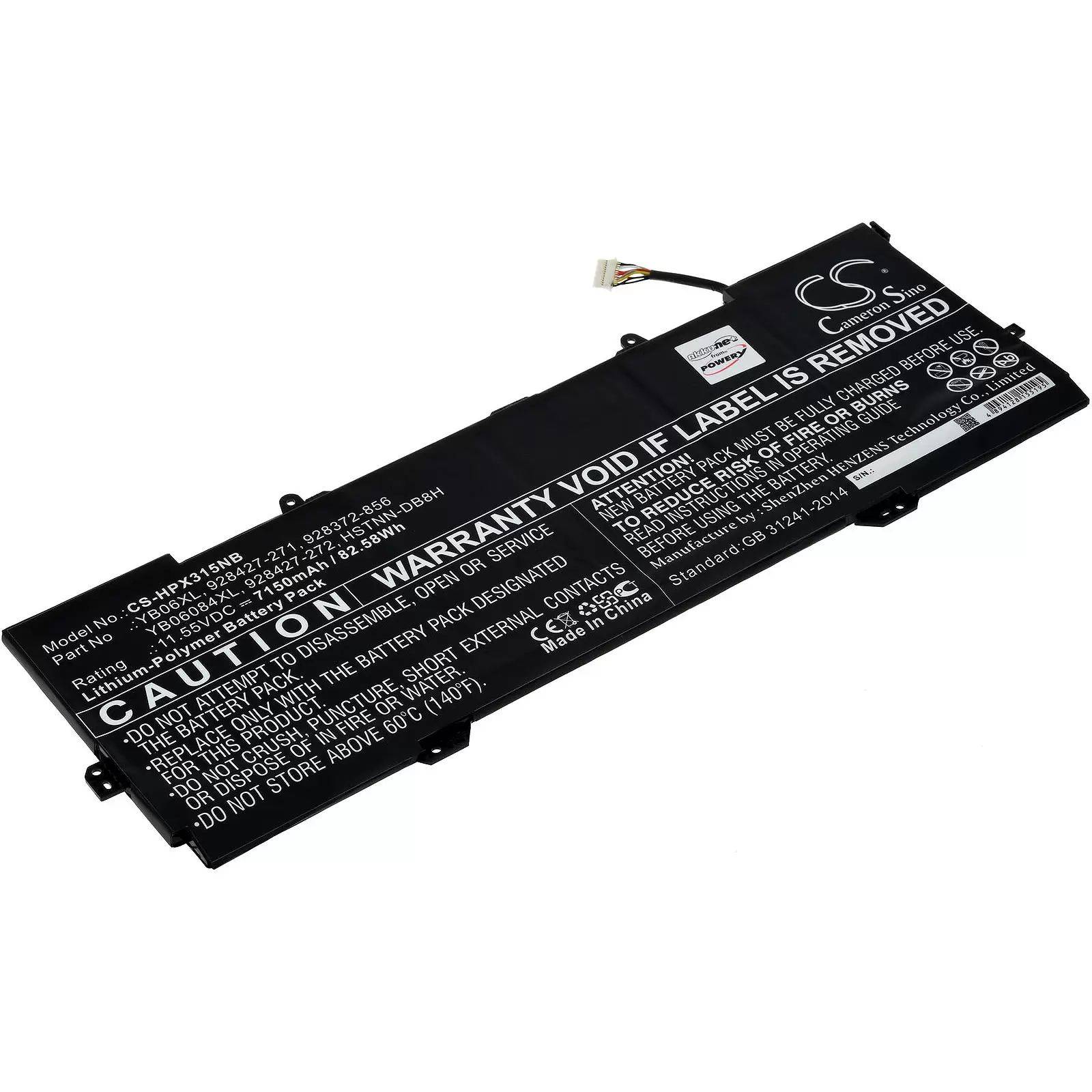 Akku passend für Laptop HP Spectre X360 15-ch002ng, X360 15-ch032ng, Typ YB06XL u.a. - 11,55V - 7150 mAh