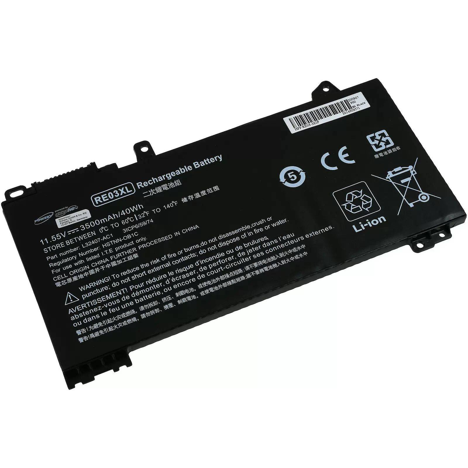 Akku passend für Laptop HP ProBook 430 G6, 440 G6, 450 G6, Typ RE03XL u.a. - 11,55V - 3500 mAh