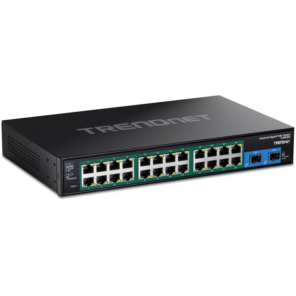 TRENDnet TI-RP262 Rackmount Switch, 26-Port gehärteter Industrial Gigabit PoE+