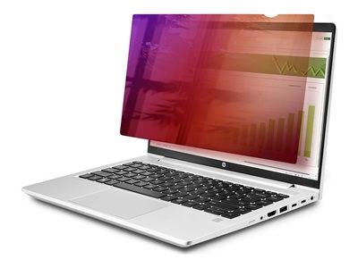 Ein schlanker silberner Laptop mit einer schwarzen Tastatur, auf dessen Bildschirm lebendige rote und violette Grafiken zu sehen sind. Er steht auf einer weißen Oberfläche.