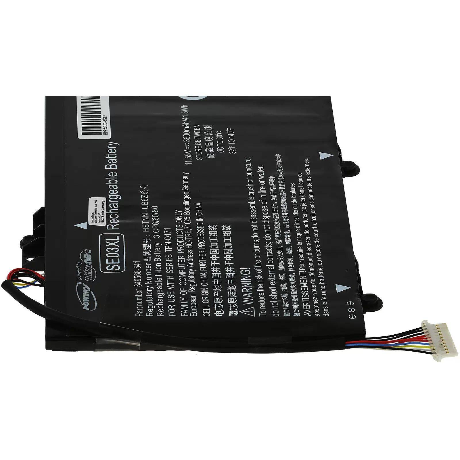 Akku passend für Laptop HP Pavilion 14-AL003ng / 14-AL104ng / Typ SE03XL u.a. - 11,55V - 3500 mAh