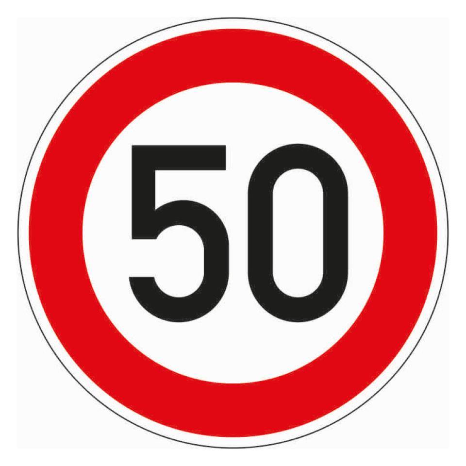 Verkehrszeichen Zulässige Höchstgeschwindigkeit 50, Nr.274-50, Aluminium RA2, reflektierend, Ø600mm
