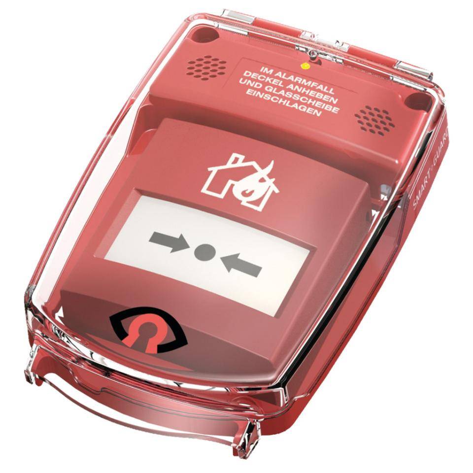 GfS e-Cover® mit Alarm, zur Abdeckung eines Handauslösetasters, rot, 90x90mm