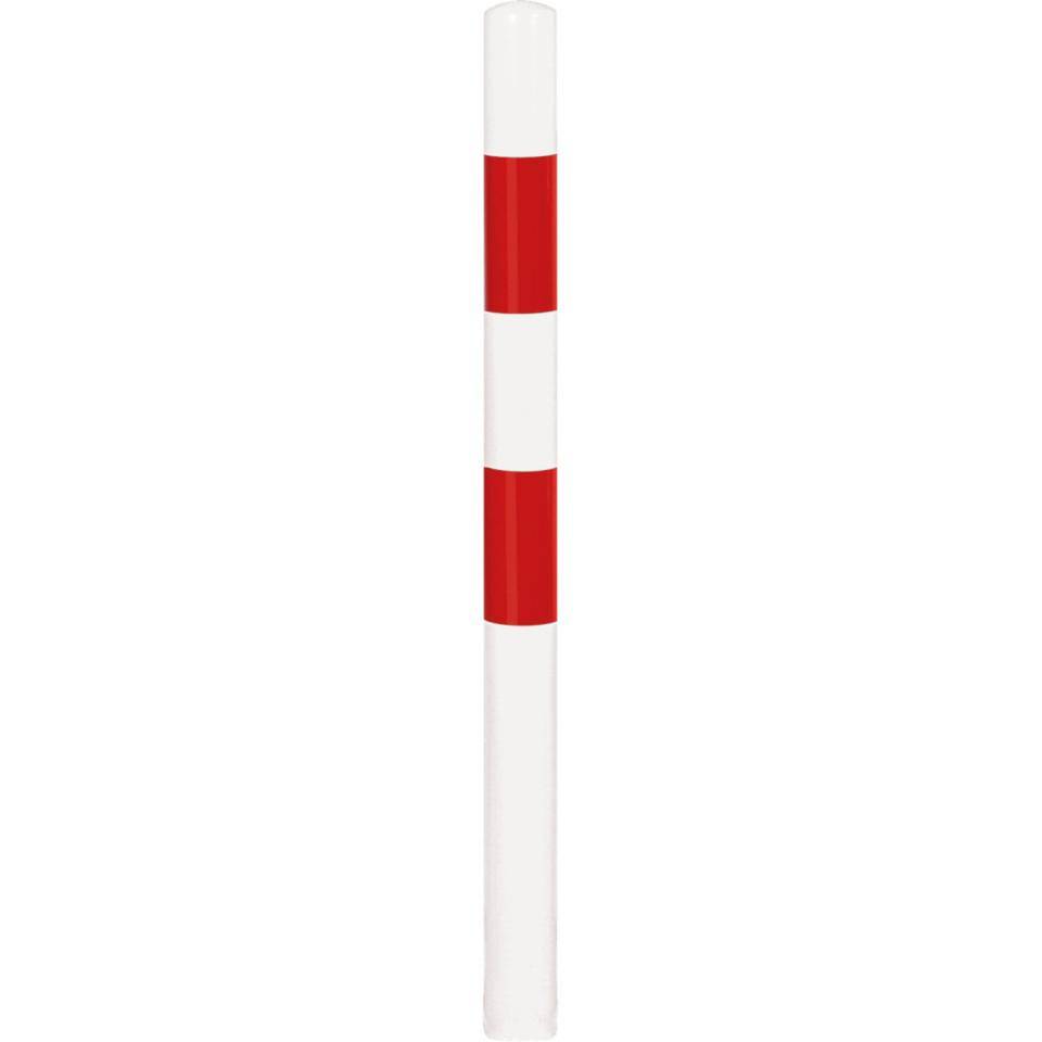 K.57 Schutzpfosten XL, zum Einbetonieren, rot/weiß, Stahl, 1400mm (1000mm ü.Flur), inkl. Bodenanker