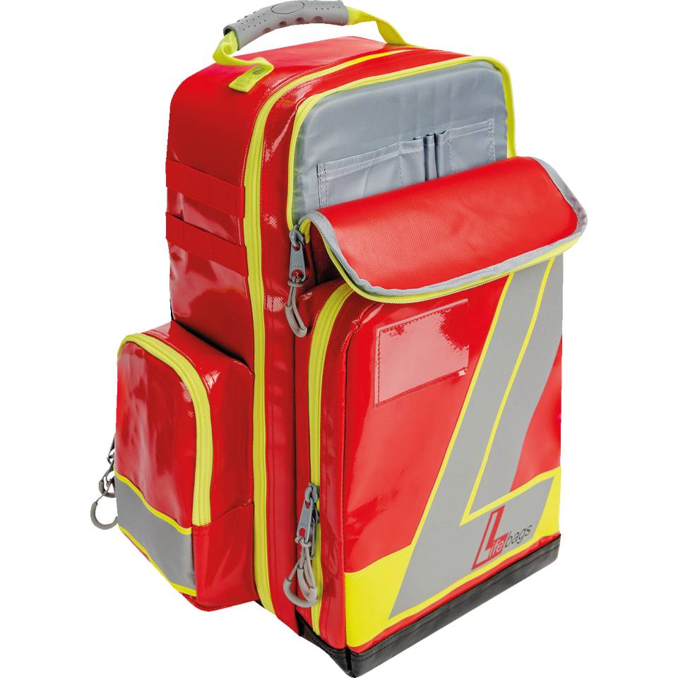 LifeBags Notfallrucksack L, mit Tragegurt, rot, 470x370x220mm