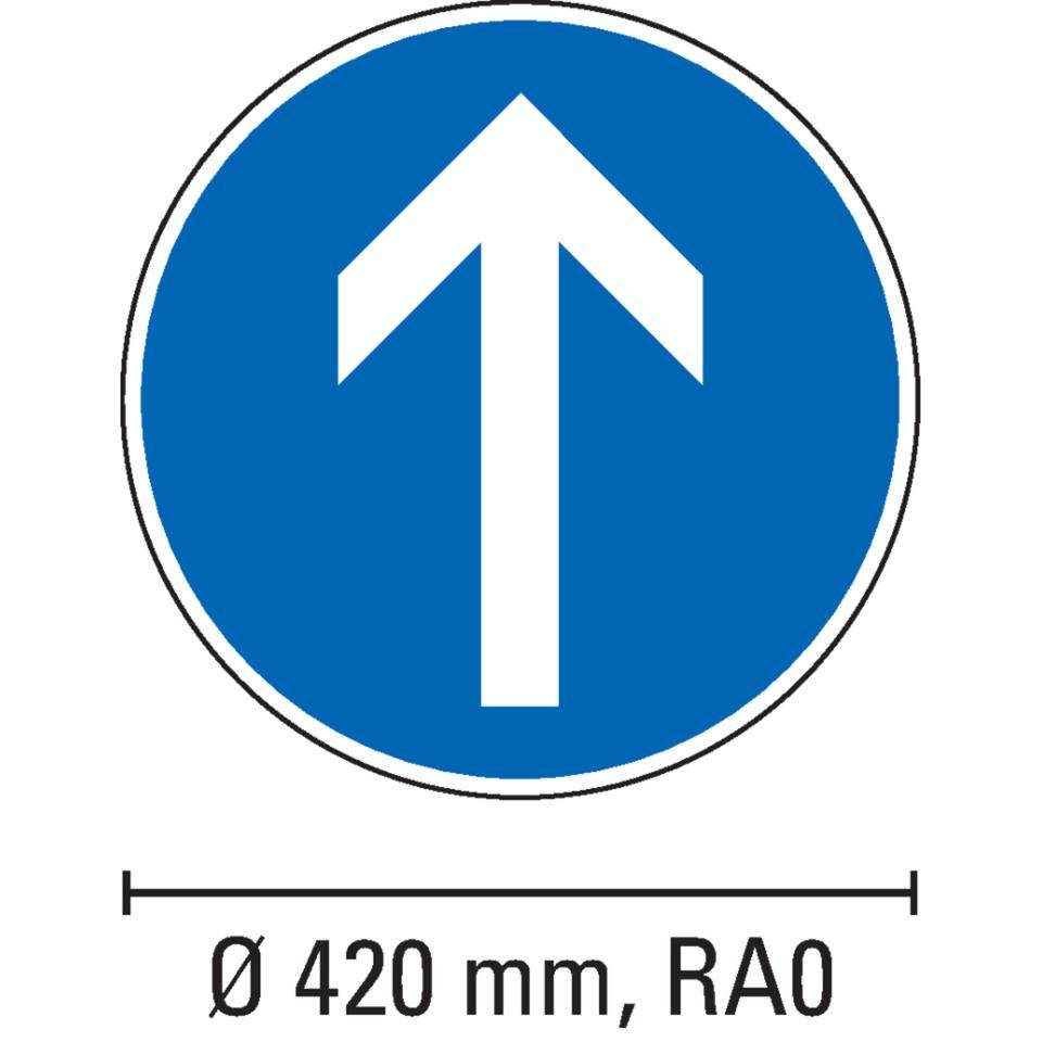 Verkehrszeichen Fahrtrichtung geradeaus, Nr.209-30, Aluminium RA0, reflektierend, Ø 420mm
