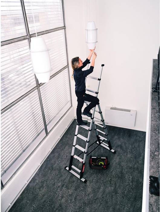 Teleskop-Kombileiter 9Stufen Arbeits-H.3,8m Alu max.Last 150kg ZARGES