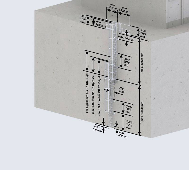 Euroline Steigleiter Aluminium eloxiert SH 12,60m PG1