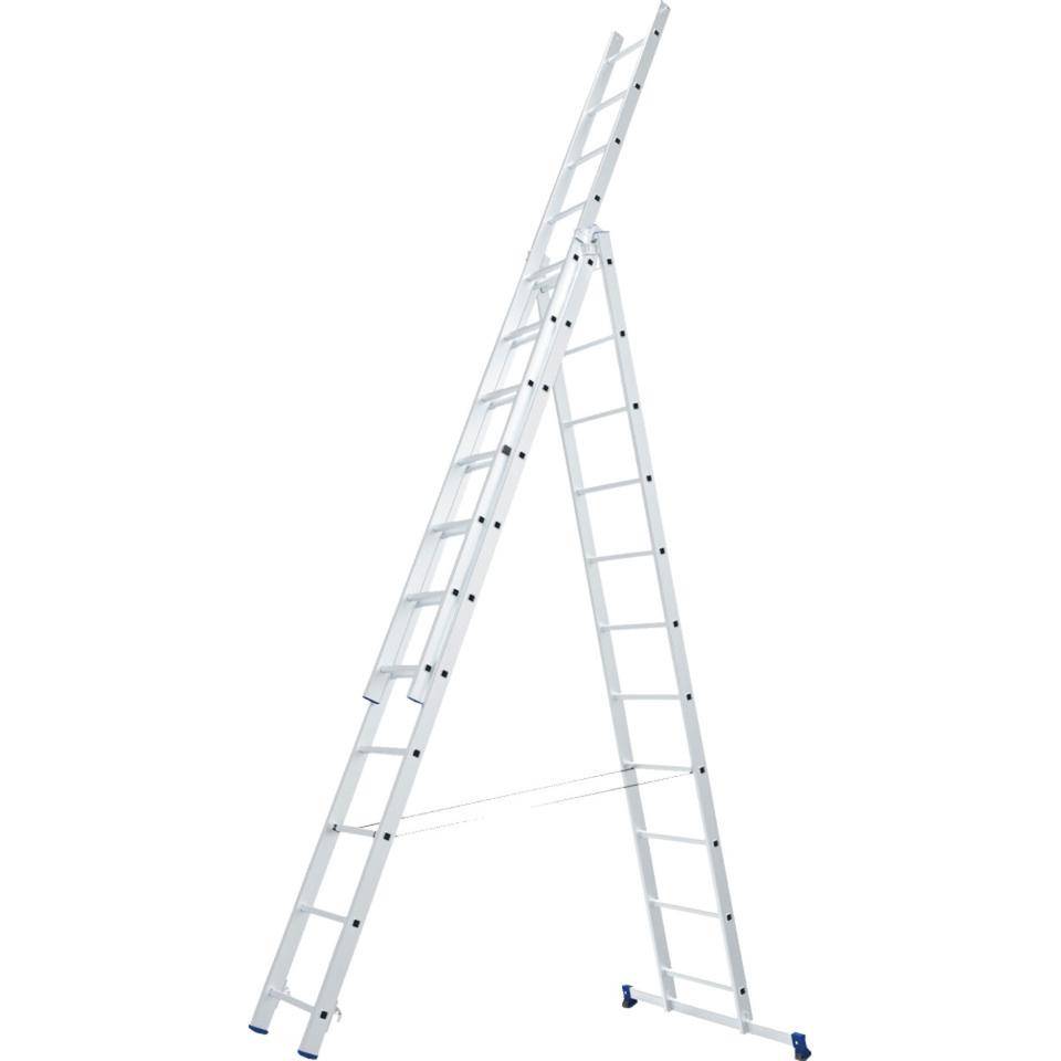 WERNER® Mehrzweckleiter, 3-teilig, 3x11 Sprossen, Aluminium, AH 7,65m, 22,3kg