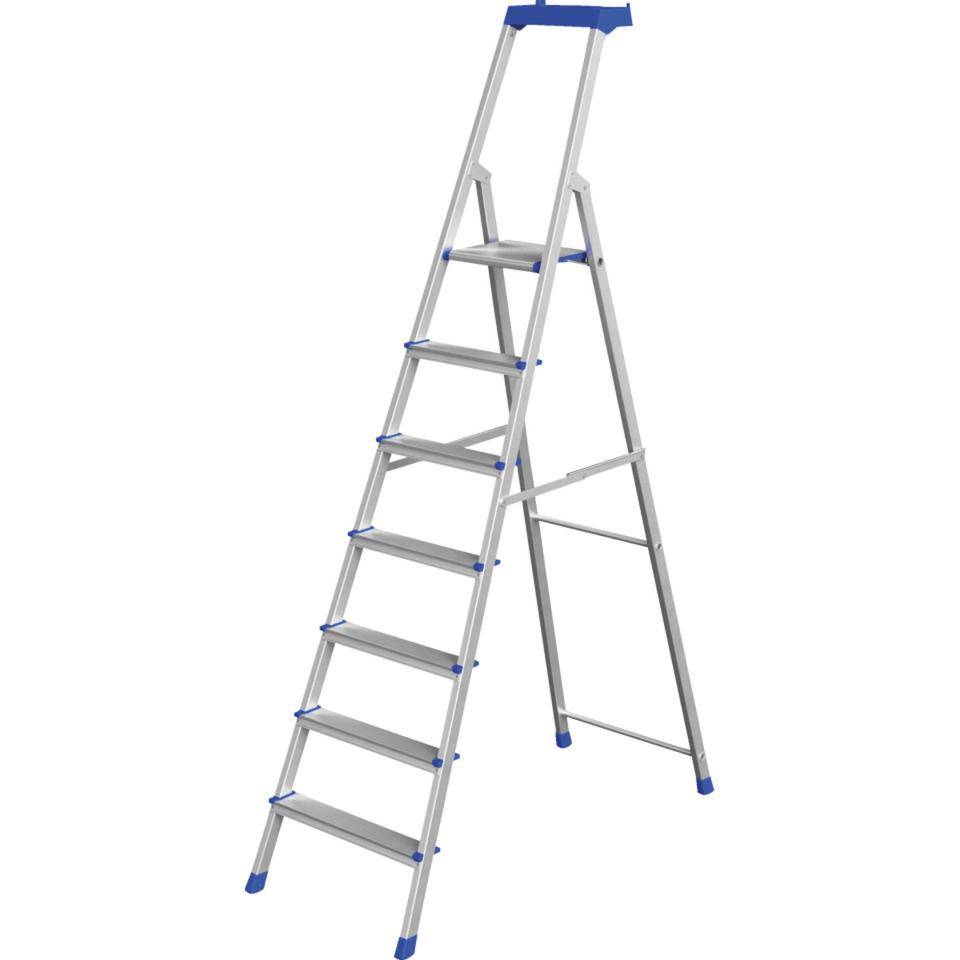 WERNER® Stufen-Stehleiter PRO SMART, 7 Stufen, Aluminium, AH 3,74m, 9,3kg