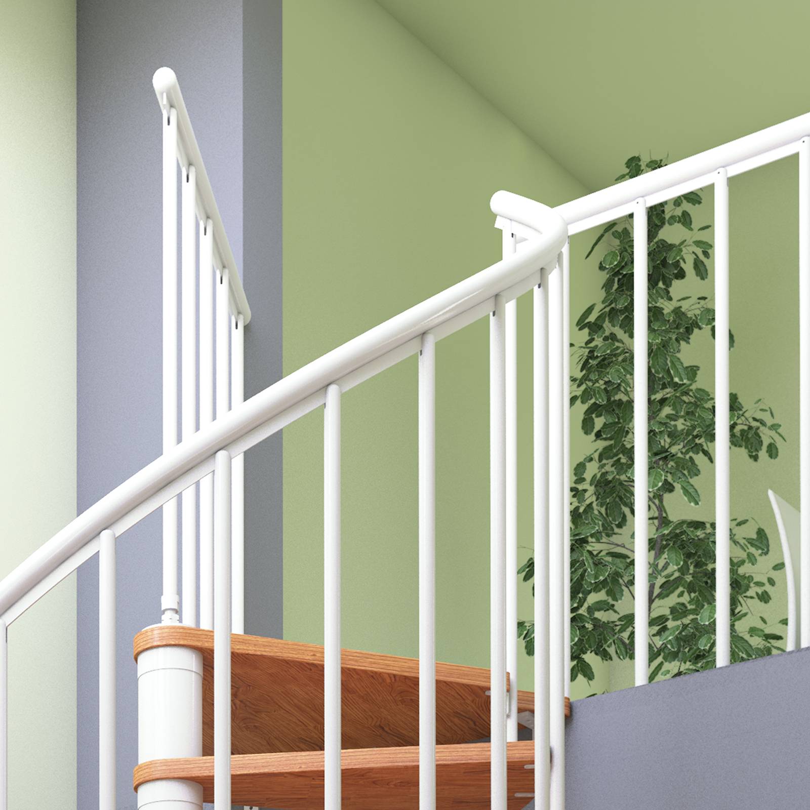 Dolle Spindeltreppe Montreal Eiche/weiß 252-282cm Geschosshöhe Ø120cm