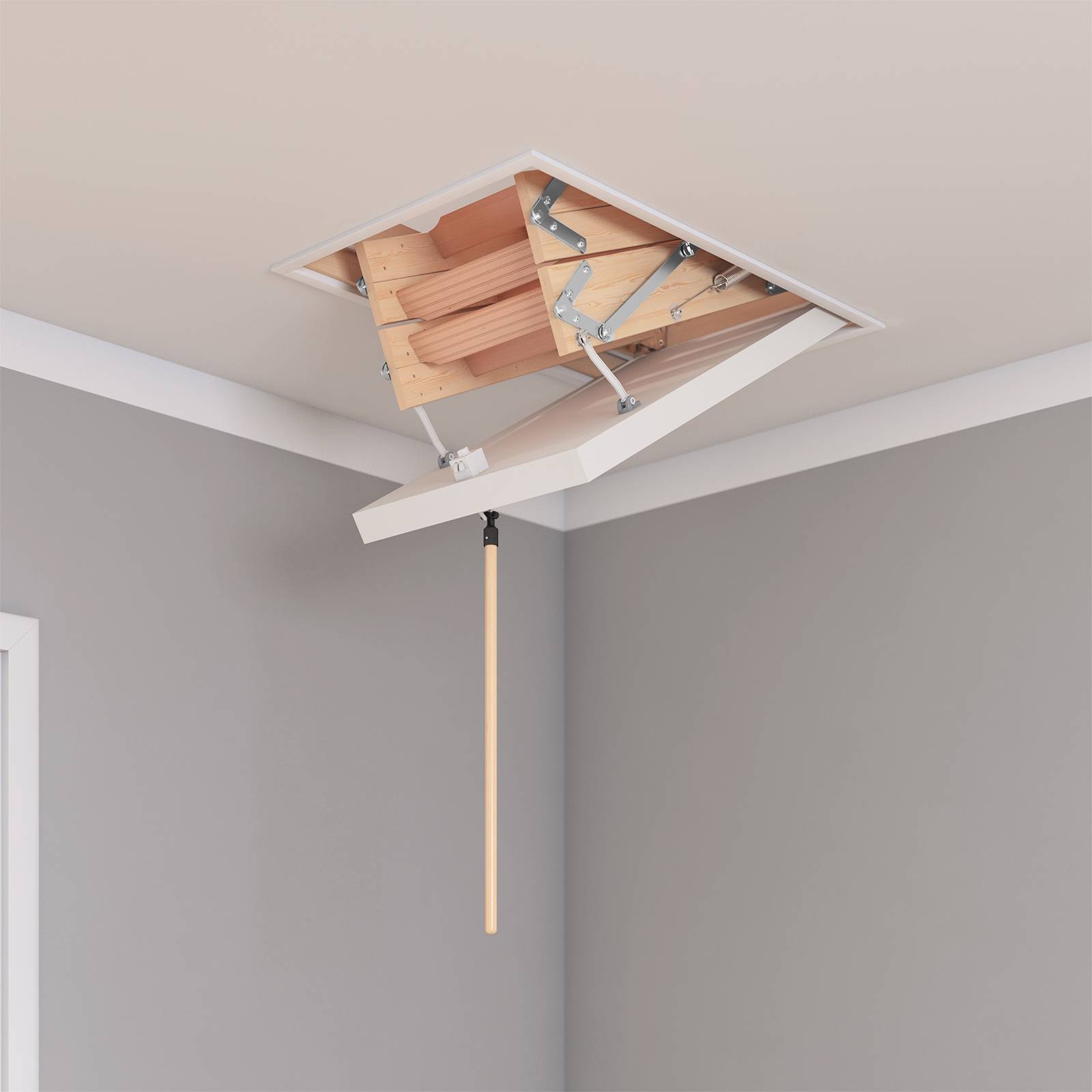 Dolle Bodentreppe mini 4-teilig bis 270cm Raumhöhe mit U-Wert 0,64 Deckenöffnung 95x70cm