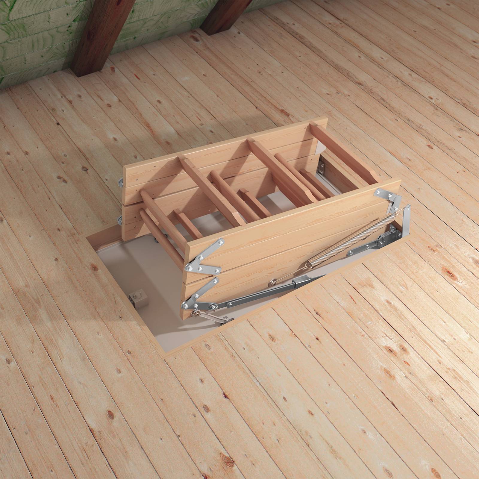 Dolle Bodentreppe mini 4-teilig bis 270cm Raumhöhe mit U-Wert 0,64 Deckenöffnung 95x70cm