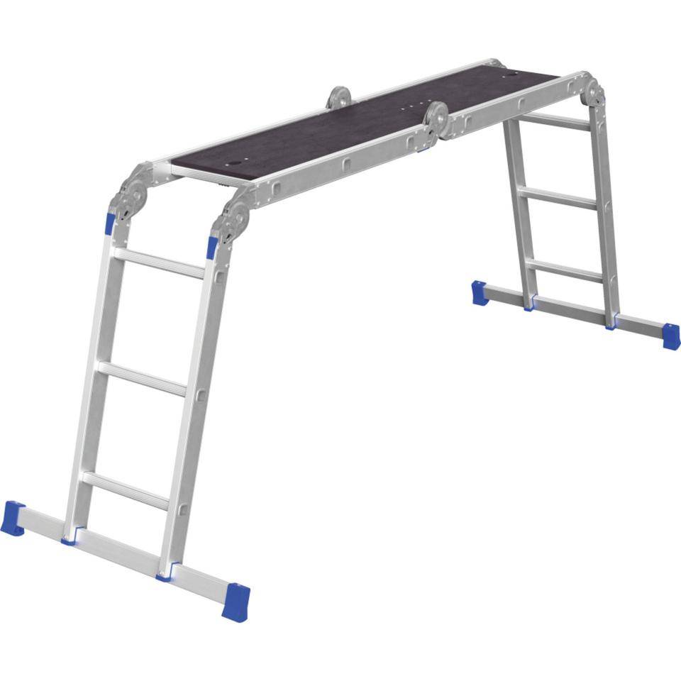 WERNER® Vielzweckleiter,4-teilig mit Plattform,4x3 Sprossen,AH bis 4,54m,13,8kg