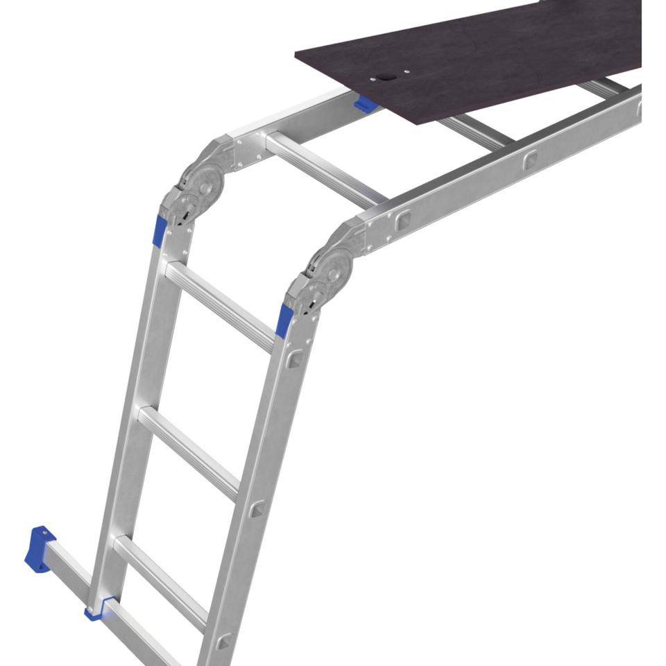 WERNER® Vielzweckleiter,4-teilig mit Plattform,4x3 Sprossen,AH bis 4,54m,13,8kg