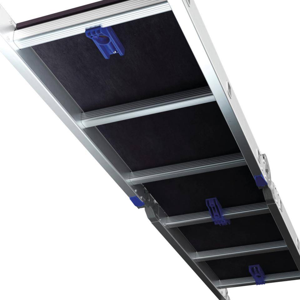 WERNER® Vielzweckleiter,4-teilig mit Plattform,4x3 Sprossen,AH bis 4,54m,13,8kg