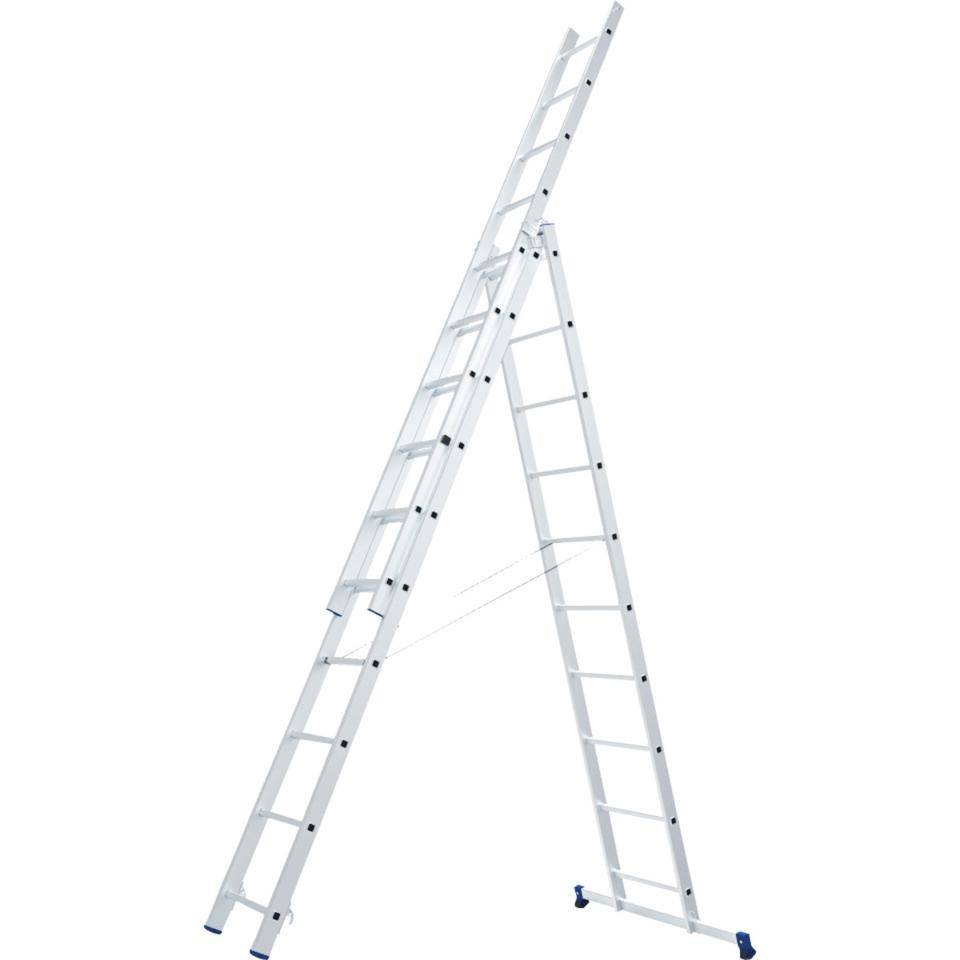 WERNER® Mehrzweckleiter, 3-teilig, 3x10 Sprossen, Aluminium, AH 7,37m, 18,6kg