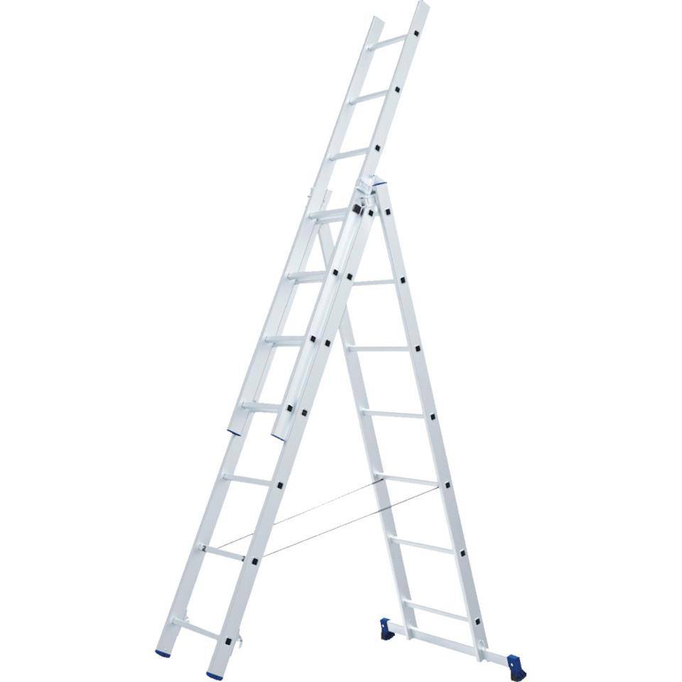 WERNER® Mehrzweckleiter, 3-teilig, 3x7 Sprossen, Aluminium, AH 4,94m, 10,4kg