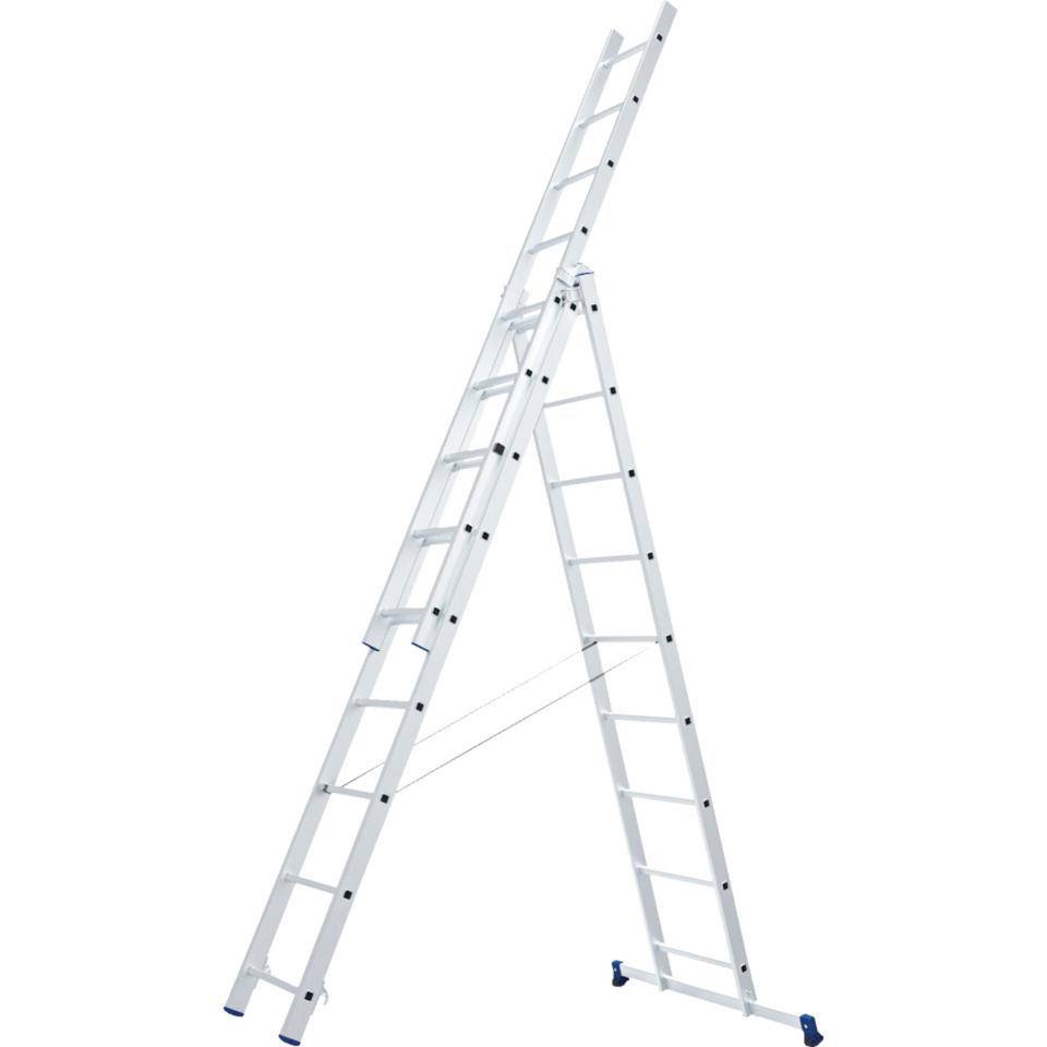 WERNER® Mehrzweckleiter, 3-teilig, 3x9 Sprossen, Aluminium, AH 6,83m, 15kg