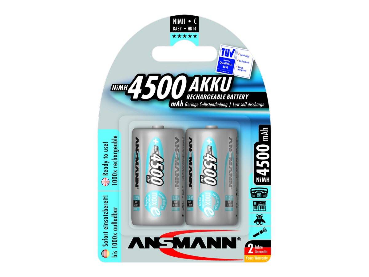 Akkuzelle maxE 1,2 V 4500 mAh R14-C-Baby HR14 2 2St./Blister ANSMANN
