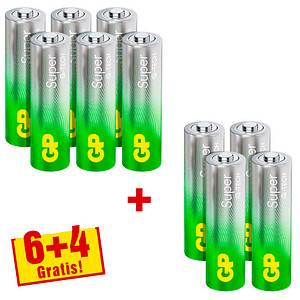 GP Battery 6+4 GP Super Alkaline 1,5V AA Mignon LR06 GPSUP15A980C10