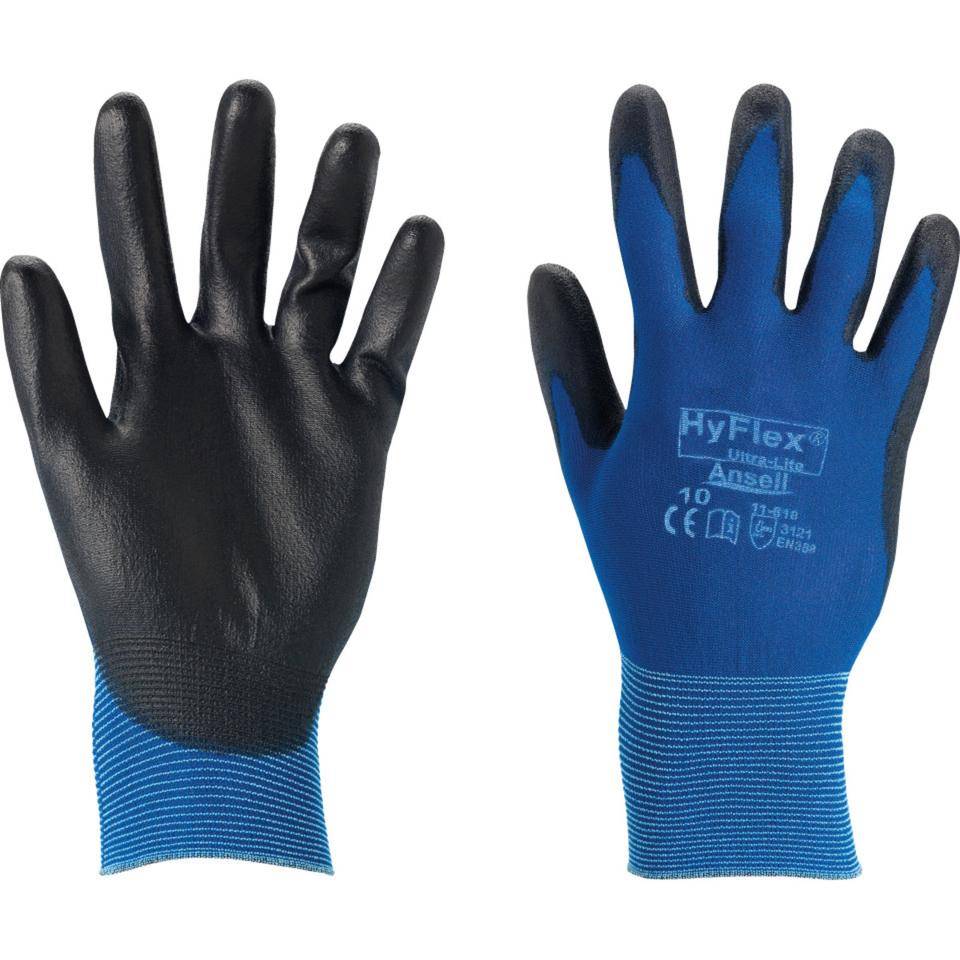 Ansell Handschuh HyFlex®Ultra-Lite 11-618, Kat.II, blau/schwarz,233mm, Größe 9
