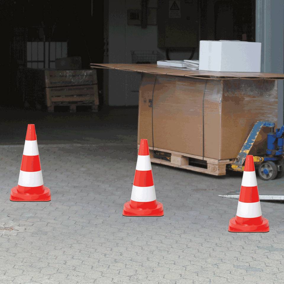 K.57 Leitkegel, für den Tageinsatz, rot/weiß tagesleuchtend, 350mm, 0,65kg