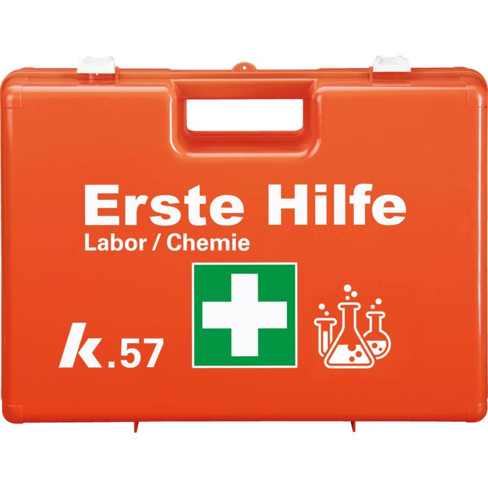 K.57 Erste-Hilfe-Koffer Classic Plus Labor/Chemie, leuchtorange,430x305x150mm