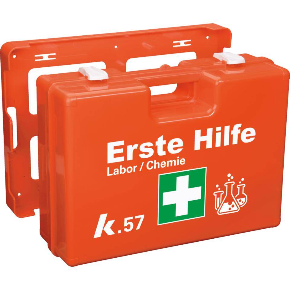 K.57 Erste-Hilfe-Koffer Classic Plus Labor/Chemie, leuchtorange,430x305x150mm
