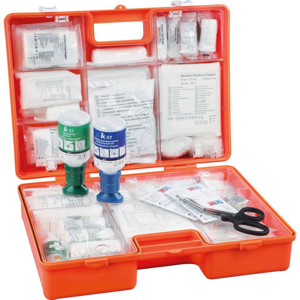 K.57 Erste-Hilfe-Koffer Classic Plus Labor/Chemie, leuchtorange,430x305x150mm