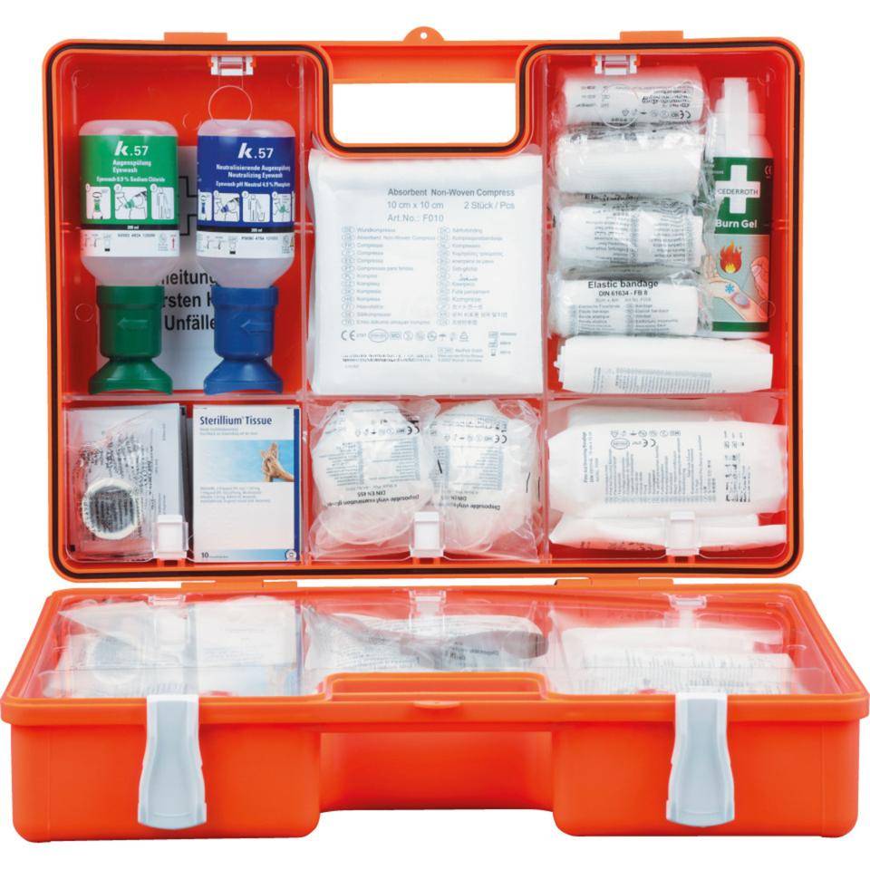 K.57 Erste-Hilfe-Koffer Classic Plus Labor/Chemie, leuchtorange,430x305x150mm