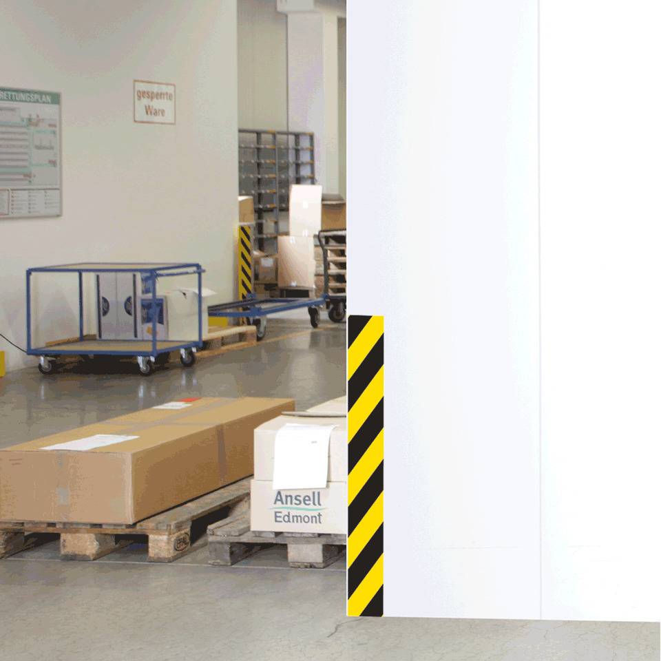 K.57 Warnmarkierungsband, linksweisend, gelb/schwarz, Gewebefolie, 100mm, 50m/Rolle