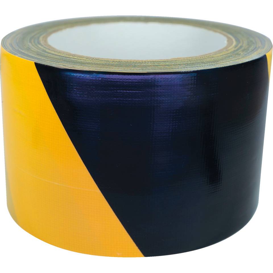 K.57 Warnmarkierungsband, linksweisend, gelb/schwarz, Gewebefolie, 75mm, 25m/Rolle