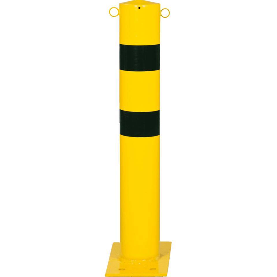 K.57 Schutzpfosten XXL,2 Ösen,z.Düb.,gelb/schwarz,pulverb.,Ø159mm,1300mm ü.Flur