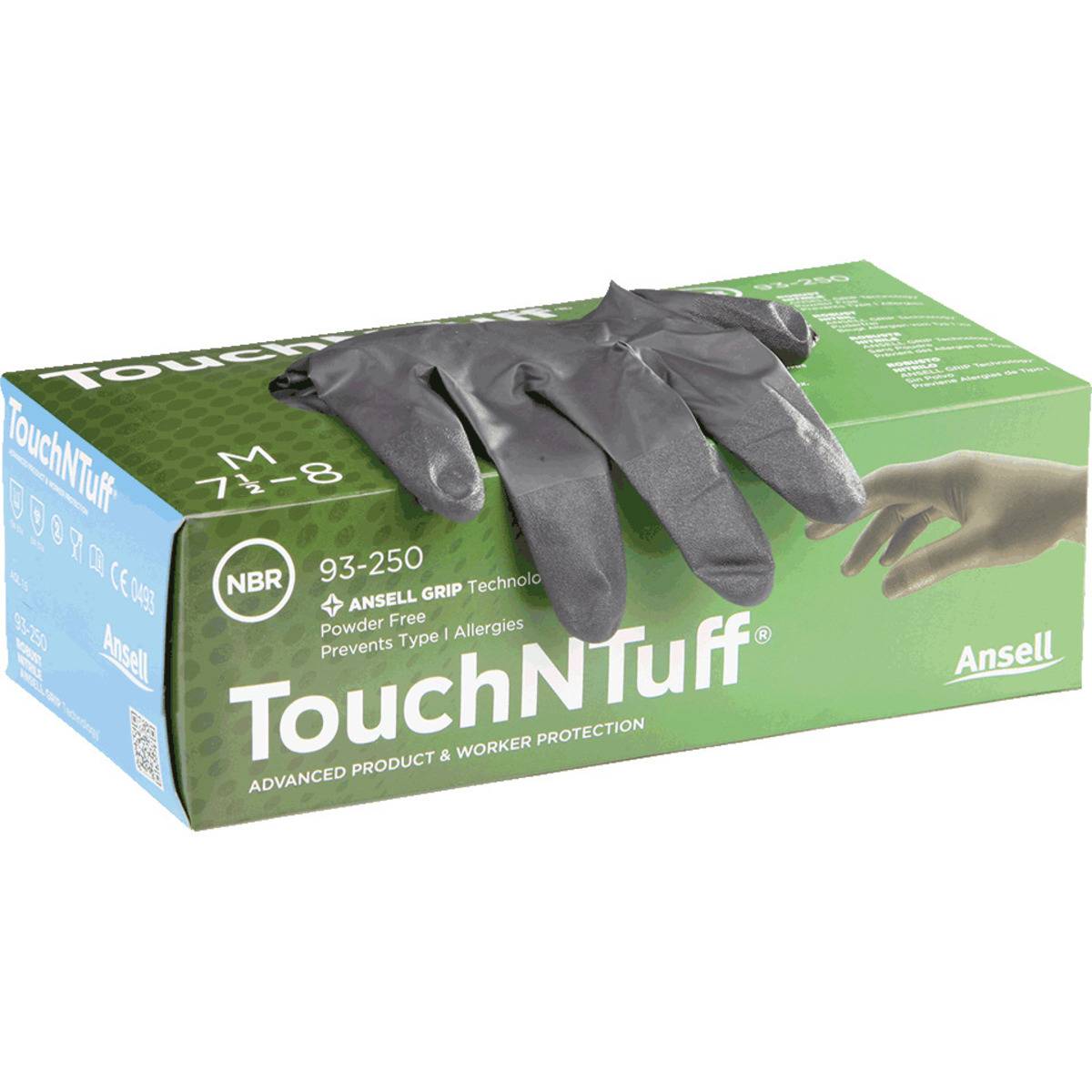Ansell Handschuh TouchNTuff® 93-250, Kat.III, Nitril, ungepudert, Größe 7,5-8, 100/VE