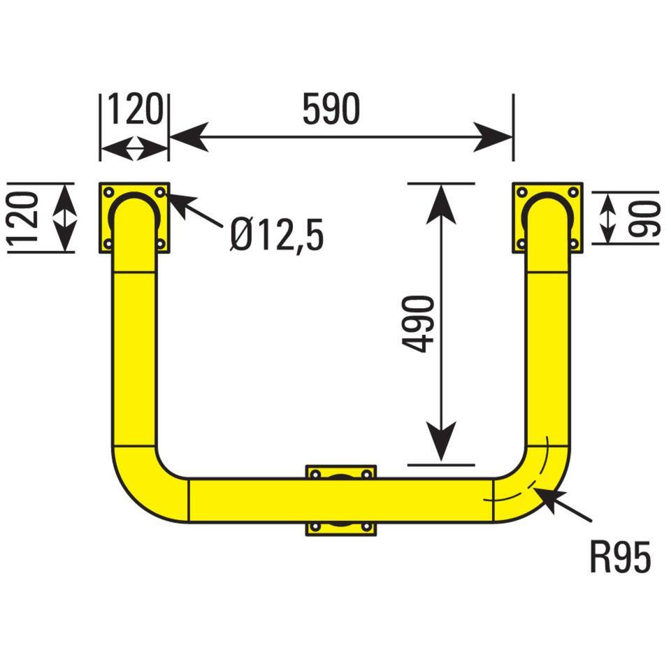 K.57 U-Schutzwinkel, zum Aufdübeln, gelb, Stahl, verzinkt, Ø 76mm, 650x800x570mm
