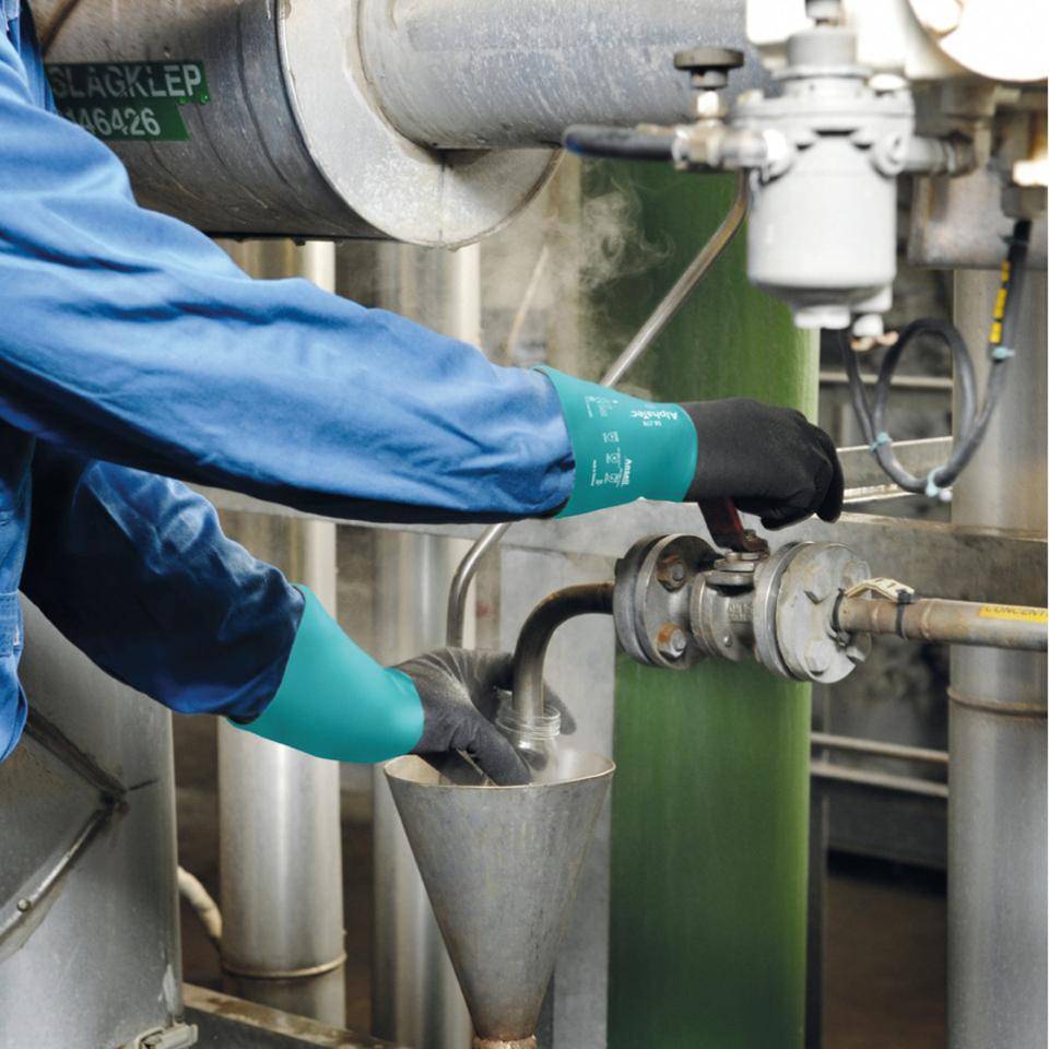 Ansell AlphaTec® Schutzhandschuh 58-270, Kat.III, schwarz/grün, 300mm, Größe 9