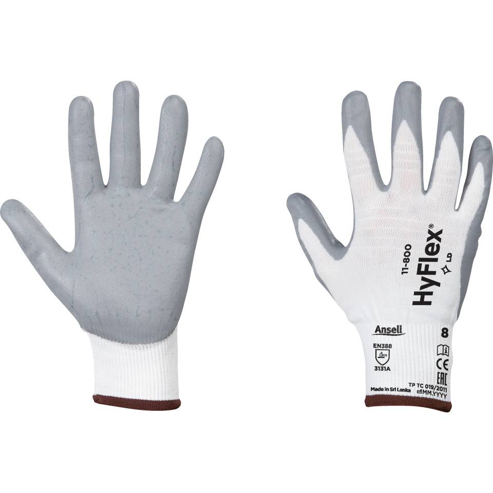 Ansell Schutzhandschuh HyFlex®11-800, Kategorie II, grau, Nylon, 240mm, Größe 6