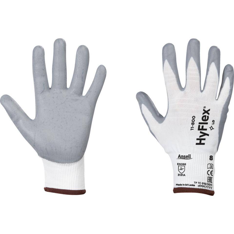 Ansell Schutzhandschuh HyFlex®11-800, Kategorie II, grau, Nylon,240mm, Größe 7