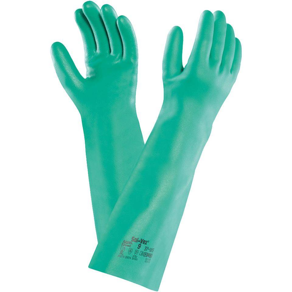 Ansell AlphaTec® Schutzhandschuh 37-185, Kat.III, grün, Nitril, 480mm, Größe 8
