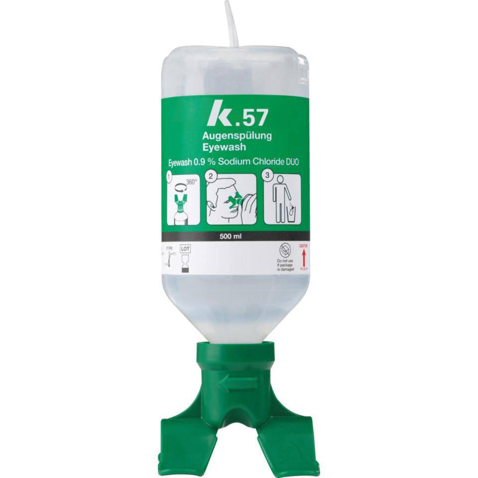 K.57 Augenspülflasche Duo, DIN EN 15154-4, Spülzeit 2 Minuten jeAuge, 500ml/Flasche
