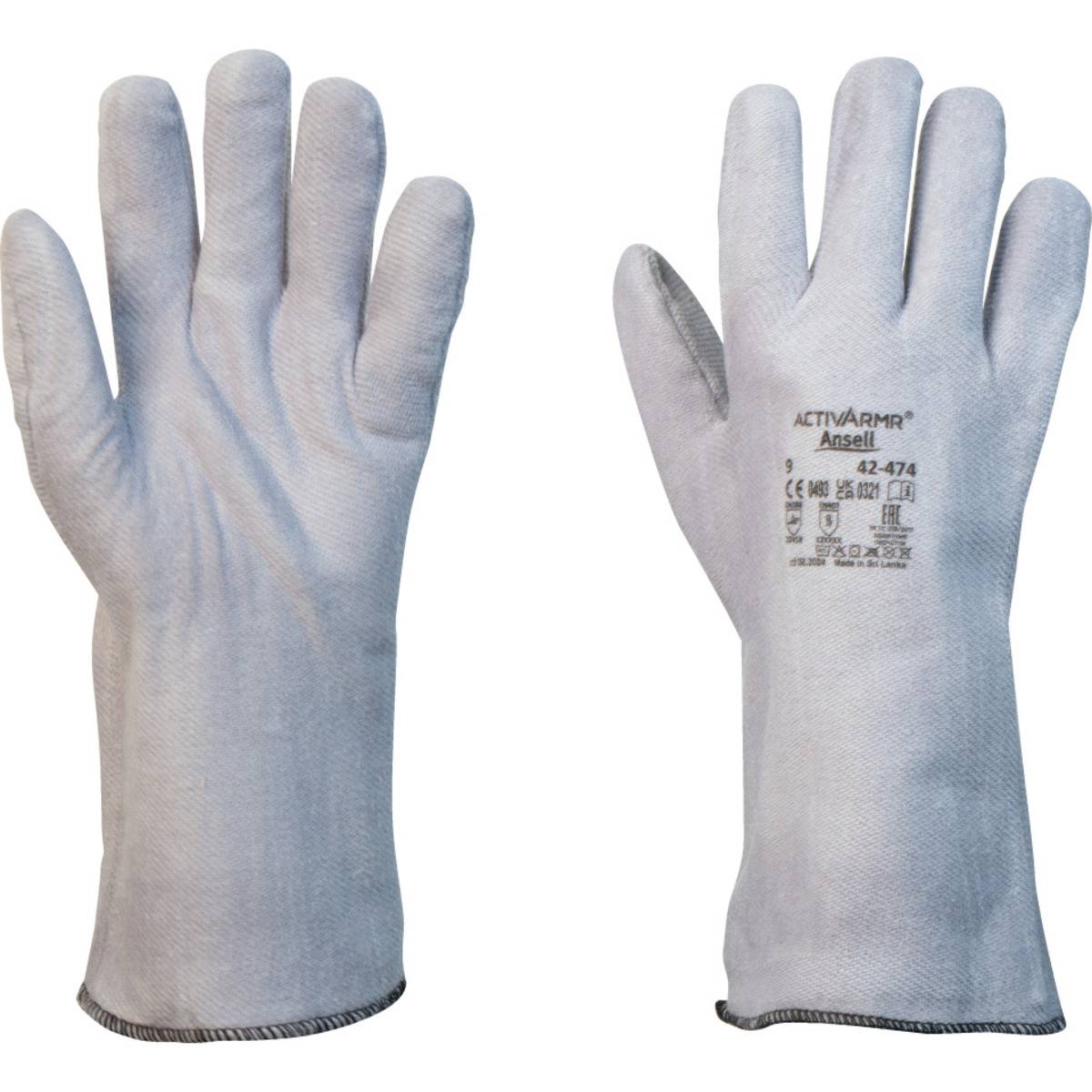 Ansell ActivArmr® Hitzeschutzhandschuh 42-474, Kat.III, grau, 350mm, Größe 8