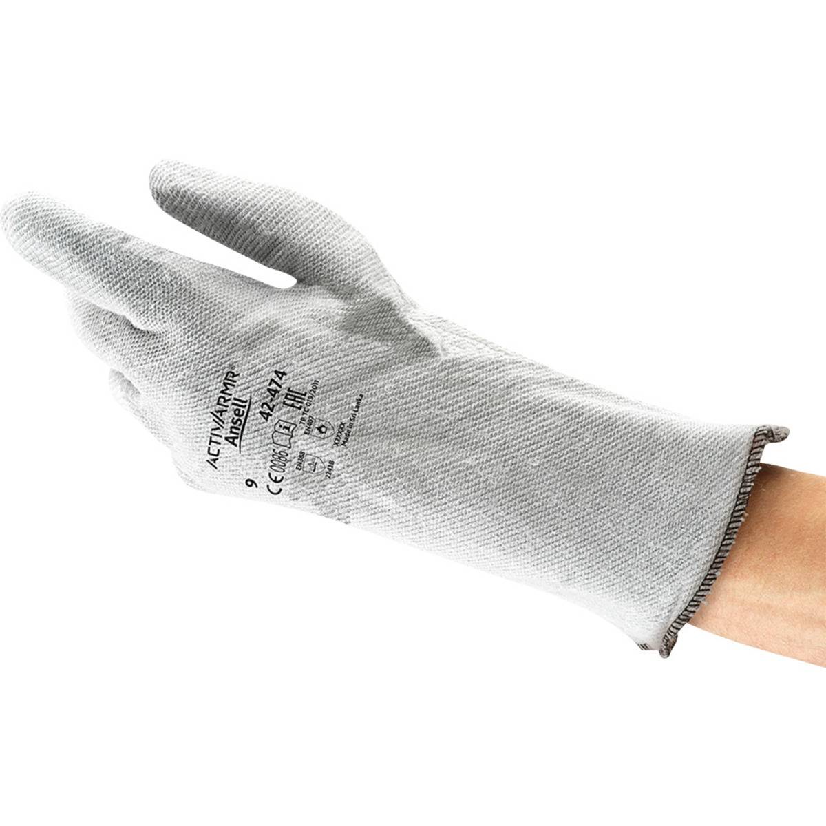 Ansell ActivArmr® Hitzeschutzhandschuh 42-474, Kat.III, grau, 350mm, Größe 8