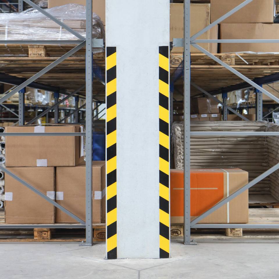 K.57 Warnmarkierungsband, linksweisend, gelb/schwarz, Gewebefolie, 75mm, 25m/Rolle