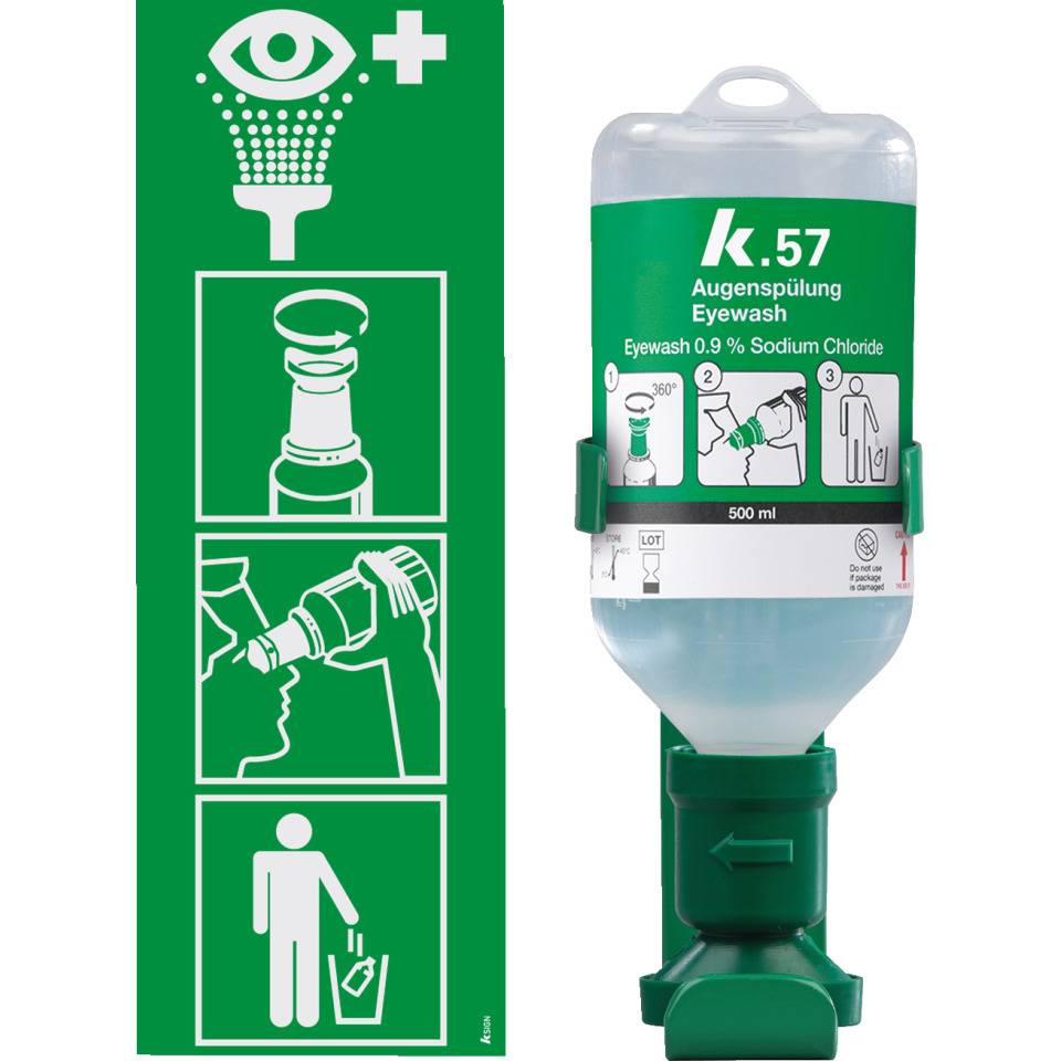K.57 Augenspülstation mit Einzelhalterung, zur Wandmontage, 1x500ml/Flasche