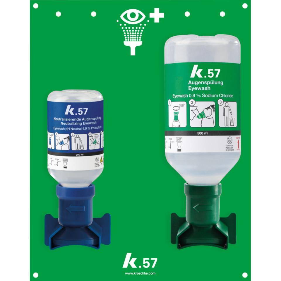 K.57 Augennotfallstation, offen, mit je 1 x 200ml/pH Neutral, 500ml/Kochsalzlösung