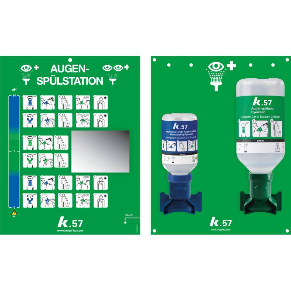 K.57 Augennotfallstation, offen, mit je 1 x 200ml/pH Neutral, 500ml/Kochsalzlösung